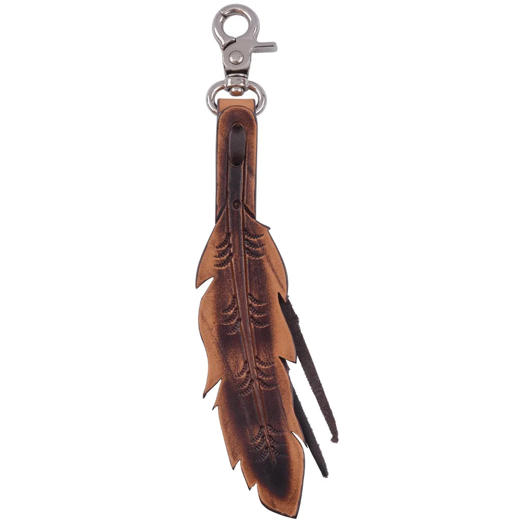 Circle Y Saddle Tooled Feather Saddle Charm