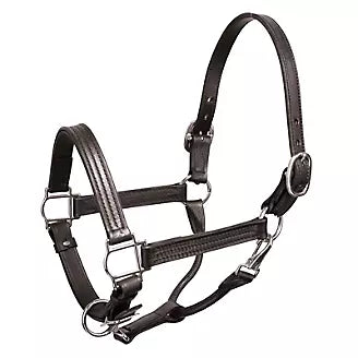 Perris Black and Chrome Show Leather Halter