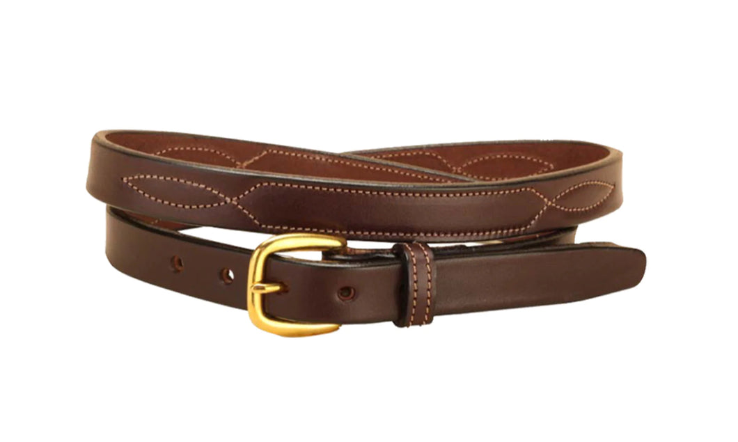 Fancy Stitched Leather Belt - 3/4